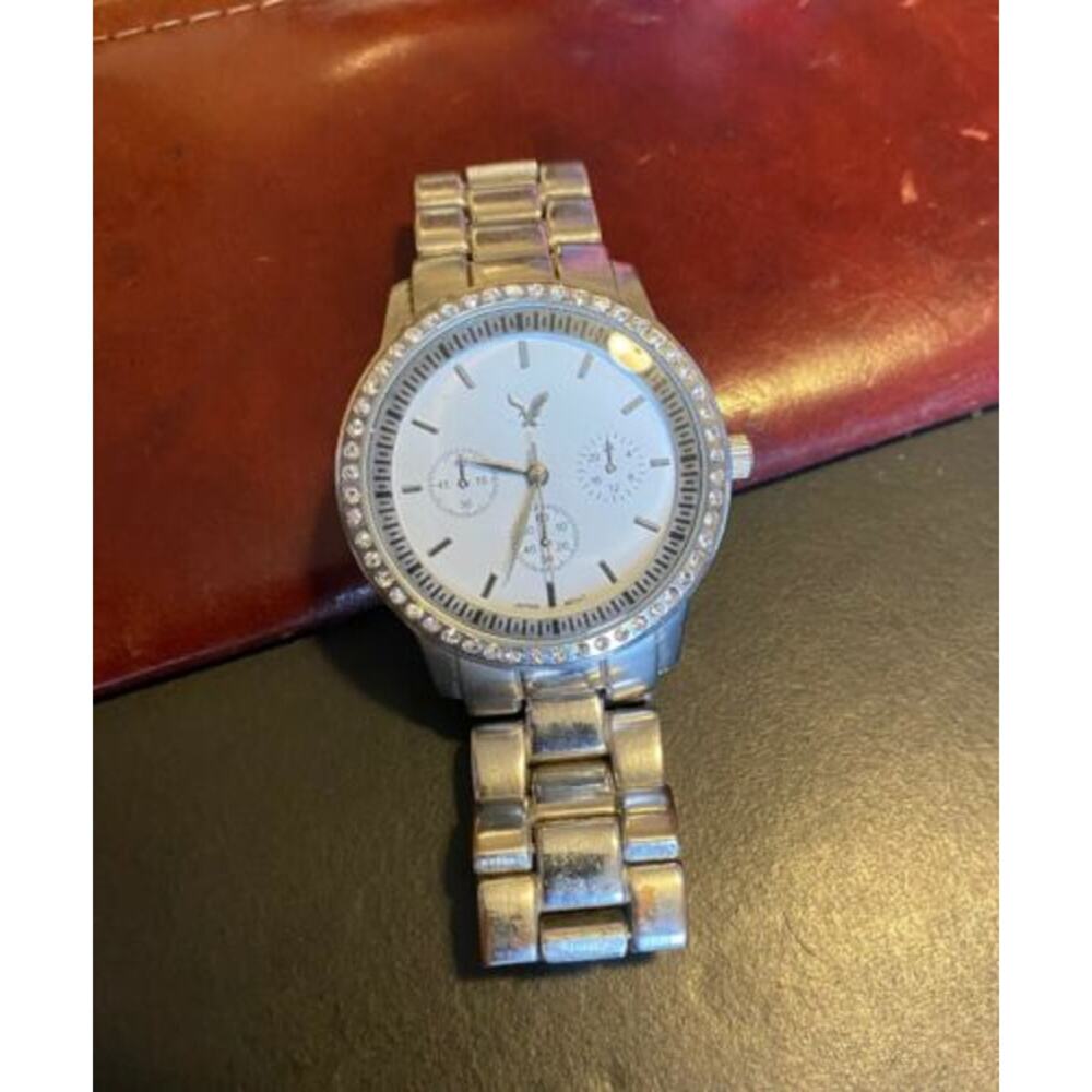 Women's 38mm American Eagle Outfitters Watch, Silver Tone with Crystal Accents